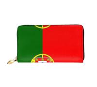 OUInbvv Portefeuille à main avec fermeture éclair en métal et porte-chèques, motif drapeau portugais, compartiments doux et légers
