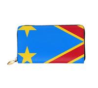 OUInbvv Portefeuille à main Drapeau du Congo avec fermeture éclair en métal pour carnet de notes et porte-chèques Design doux et léger Compartiments