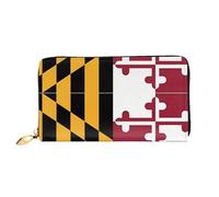 OUInbvv Portefeuille à main Drapeau du Maryland avec fermeture éclair en métal pour carnet de notes et porte-chèques, compartiments doux et légers