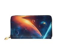 OUInbvv Portefeuille à main Science Fiction Future avec fermeture éclair en métal pour carnet de notes et porte-chèques, compartiments doux et légers