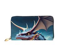 OUInbvv Portefeuille portable Dragon rugissant avec fermeture éclair en métal pour carnet de notes et porte-chèques, compartiments doux et légers