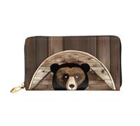 OUInbvv Rustic Lodge Bear Portefeuille à main avec fermeture éclair en métal et porte-chèques Design doux et léger