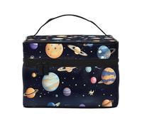 OUInbvv Saturn Jupiter Earth Trousse à cosmétiques de voyage avec organiseur multi-poches, grande capacité en polyester sergé pour salle de sport, camping et voyages d'affaires