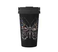 OUInbvv Science Butterfly Tasse à café isotherme portable avec poignée cachée, base antidérapante, design anti-fuite, convient pour voiture, bureau et maison
