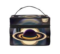 OUInbvv Superbe trousse de maquillage de voyage Saturne avec organiseur multi-poches, grande capacité en polyester sergé pour salle de sport, camping et voyages d'affaires