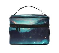 OUInbvv Trousse à cosmétiques de voyage avec plusieurs poches de science-fiction, étui en polyester sergé de grande capacité pour salle de sport, camping et voyages d'affaires