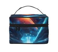 OUInbvv Trousse à cosmétiques de voyage pour avenir de science-fiction avec organisateur multi-poches, grande capacité en polyester sergé pour salle de sport, camping et voyages d'affaires