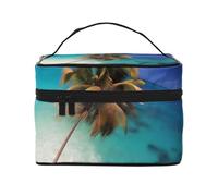 OUInbvv Trousse de maquillage de voyage aux îles Caraïbes avec organiseur multi-poches, grande capacité en polyester sergé pour salle de sport, camping et voyages d'affaires