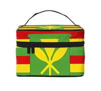 OUInbvv Trousse de maquillage de voyage avec drapeau hawaïen indigène avec organiseur multi-poches, grande capacité en polyester sergé pour salle de sport, camping et voyages d'affaires