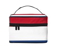 OUInbvv Trousse de maquillage de voyage avec drapeau néerlandais avec organiseur multi-poches, grande capacité en polyester sergé pour salle de sport, camping et voyages d'affaires