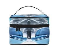 OUInbvv Winter the Dolphin Trousse de maquillage de voyage avec organiseur multi-poches, grande capacité en polyester sergé pour salle de sport, camping et voyages d'affaires