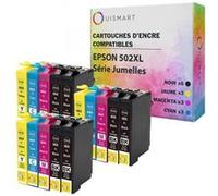 Ouismart® 15 Cartouches Epson 502xl 502 xl compatibles Epson Expression Home XP-5100 XP-5105 XP-5115 Workforce WF-2860DWF Jumelles Multicolore G
