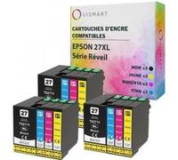 OuiSmart® 27XL 12 Cartouches d'encre compatibles Epson T27 T2715 T2711 T2712 T2713 T2714 pour imprimante Epson WORKFORCE Réveil Multicolore G