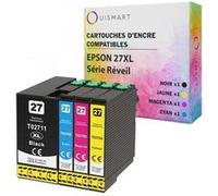 OuiSmart® 27XL 4 Cartouches d'encre compatibles Epson T27 T2715 T2711 T2712 T2713 T2714 pour imprimante Epson WORKFORCE Réveil Multicolore G
