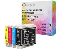 Ouismart® 4 Cartouches d'encre Compatible pour Brother Lc-1000 Lc-970 pour Dcp-130C Dcp-135C Dcp-150C Dcp-350C Dcp-357C Mfc-235C