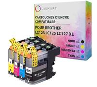 OuiSmart® Cartouches d'encre Compatible pour Brother (LC123 LC125 LC127 XL, Lot de 4)