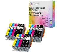 OuiSmart® Cartouches d'encre Compatible pour Canon (PGI-550 CLI-551, Lot de 15)
