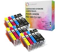 OuiSmart® Cartouches d'encre Compatible pour Canon (PGI-580 CLI-581, Lot de 15)