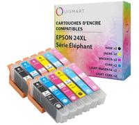 OuiSmart® Cartouches d'encre Compatible pour Epson (24XL, Lot de 12)