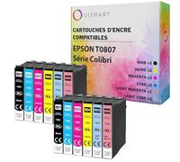 OuiSmart® Cartouches d'encre Compatible pour Epson (T0807, Lot de 12)
