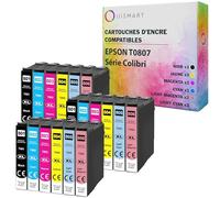 OuiSmart® Cartouches d'encre Compatible pour Epson (T0807, Lot de 18)