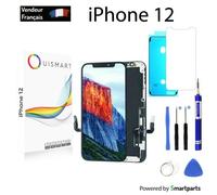 OuiSmart® ECRAN LCD POUR IPHONE 12 INCELL VITRE TACTILE SUR CHASSIS NOIR + VERRE + JOINT