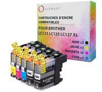 Ouismart® LC123 Pack 5 Cartouches d'encre compatibles LC123 pour imprimante Brother MFC-J6520DW MFC-J6720DW DCP-J132W DCP-J152W