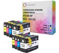 Ouismart® Lot de 8 Cartouches d'encre HP 932 933 HP 932XL 933XL compatible pour HP Officejet 7610 6700 6100 7612 6600 7110 7510 Multicolore G
