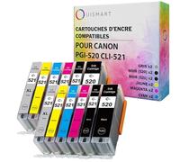 OuiSmart® PGI-520 CLI-521 Pack de 12 Cartouches pour Canon PGI 520 CLI 521 XL 520XL 521XL Encre Compatible imprimantes Canon