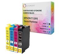 OuiSmart® T1295 4 Cartouches compatibles Epson T1295 129XL T129 T1291 T1292 T1293 T1294 (Série Pomme) pour Imprimante Stylus