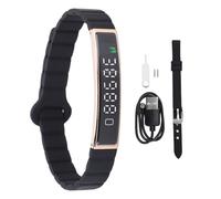 Ouitble Bracelet Intelligent Tracker d'activité Compteur de Pas avec Prise de Photo à Distance Fixation magnétique pour entraînements et Vie Quotidienne Silicone Métal Noir (Or)