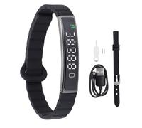 Ouitble Bracelet Intelligent Tracker d'activité Compteur de Pas avec Prise de Photo à Distance Fixation magnétique pour entraînements et Vie Quotidienne Silicone Métal Noir (Noire)