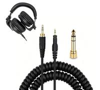 Ouitble Câble Audio en Spirale de Remplacement pour DJ HDJ CUE1/CUE1BT/X5/X7/S7, Câble Audio de Remplacement avec Prise 3,5 Mm et Adaptateur 6,35 Mm à 2,5 Mm à Ressort Rétractable de 2