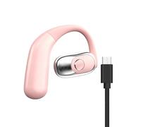 Ouitble Écouteurs Bluetooth 5.4 Écouteurs Sportifs Simples Ouverts Rotation sans Fil 180 ° avec Hooks Oreille Câble USB C pour Business Car Driving Office (Rose)