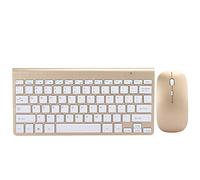 Ouitble - Ensemble Clavier et Souris sans Fil, Design Ergonomique Ultra Fin, muet, Mini USB 2.4G, Accessoires informatiques pour la Maison et Le Bureau, Or Argent Noir KB639 (Or)