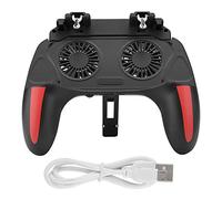 Ouitble Manette de jeu pour téléphone portable à double ventilateur de refroidissement avec batterie 2500 mAh/5000 mAh Poignée ergonomique pour smartphone de jeu ABS métal 4,7 à 6, (5000mah)