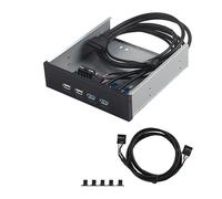 Ouitble Panneau Avant du Lecteur de Disquette USB 3.0, Extension de hub 2 Ports USB 3.0 et 2 Ports USB 2.0 pour boîtier d'ordinateur, Panneau Avant avec Support en métal sablé et t