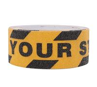 Ouitble Ruban adhésif antidérapant « Watch Your Step » - 5 m x 48 mm - En PVC abrasif - Antidérapant - Surface en sable de quartz jaune et noir - Pour escaliers, toilettes, échelle, sol