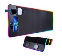 Ouitble RVB Gaming MAUSPAD 15W Grand Pad DE Bureau LED avec Chargeur sans Fil pour Clavier Ordinateur PC Gamer Desk 800x300mm