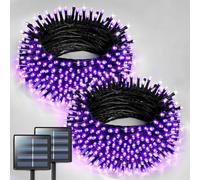 OUJIAHUI 2pcs solaire chaîne de lumières de Noël,12M 100led extérieure chaîne de lumières 8 modes imperméable à l'eau solaire arbre chaîne Cour clôture partie décoration de Noël (Violet)