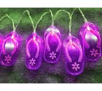 OUJIAHUI Chaîne de lumière de pantoufles, 16,5 pieds 50LED en plein air plage tongs chaîne de lumières pour camp d'été tente jardin de fête (Violet)