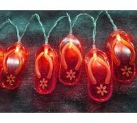 OUJIAHUI Chaîne de lumière de pantoufles, 9.8ft 30LED en plein air plage tongs chaîne de lumières pour camp d'été tente jardin de fête (rouge)
