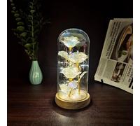 OUJIAHUI Feuille d'or rose, fleur de fée, petite lampe de nuit, bouquet créatif, lampe d'ambiance de bureau, Saint Valentin de sept nuits (L'or scintillant)