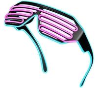 OUJIAHUI Lunettes LED sans fil améliorées, superbes lunettes pour Noël, Halloween, fête sauvage, bal de danse, fêtes folles (Bleu glace/rose)