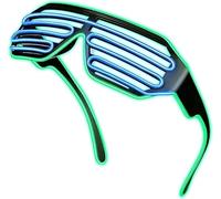 OUJIAHUI Lunettes LED sans fil améliorées, superbes lunettes pour Noël, Halloween, fête sauvage, bal de danse, fêtes folles (Vert/Bleu)