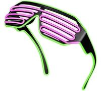 OUJIAHUI Lunettes LED sans fil améliorées, superbes lunettes pour Noël, Halloween, fête sauvage, bal de danse, fêtes folles (Vert/rose)