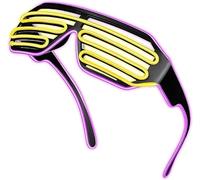 OUJIAHUI Lunettes LED sans fil améliorées, superbes lunettes pour Noël, Halloween, fête sauvage, bal de danse, fêtes folles (Violet/Jaune)