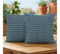 Oujkeef Coussin Exterieur Imperméable 30 x 30 cm, Housse de Coussin Décoratif Bleu Bande pour Meubles de Jardin, Balcon, Canapé, Salon, Impression Recto-Verso, Déco de Printemps et Été Lot de 2, #2l