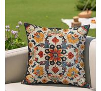 Oujkeef Coussin Exterieur Imperméable 30 x 30 cm, Housse de Coussin Décoratif Bleu Jaune pour Meubles de Jardin, Balcon, Canapé, Salon, Impression Recto-Verso, Déco de Printemps et Été Lot de 1, #50l
