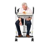 OUKANING Ascenseur hydraulique pour patient - Chaise de toilette mobile avec capacité de charge de 150 kg, hauteur réglable de 43 à 63 cm, siège pliable à 180 °, pour personnes âgées et handicapées